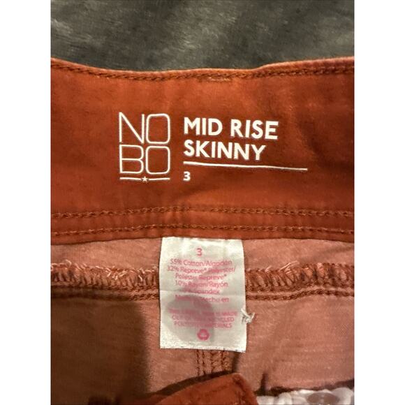 NOBO Womens Juniors Mid Rise Skinny Jeans Size 3 Rusty Orange 5 Pockets - Picture 7 of 12